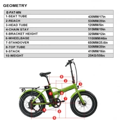 EUNORAU 48V500W12.5Ah 20'' Foldable Fat Tire Step Over Electric Bike(back In Stock Now)