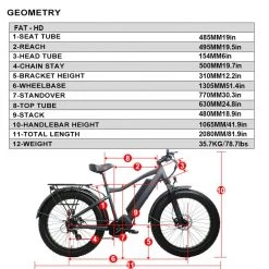 EUNORAU 48V1000W FAT-HD All Terrain Fat Tire Electric Mountain Bike Electric Hunting/Fishing Bike