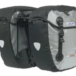 Azur Waterproof Pannier Set 42L Black/Silver Bags & Baskets